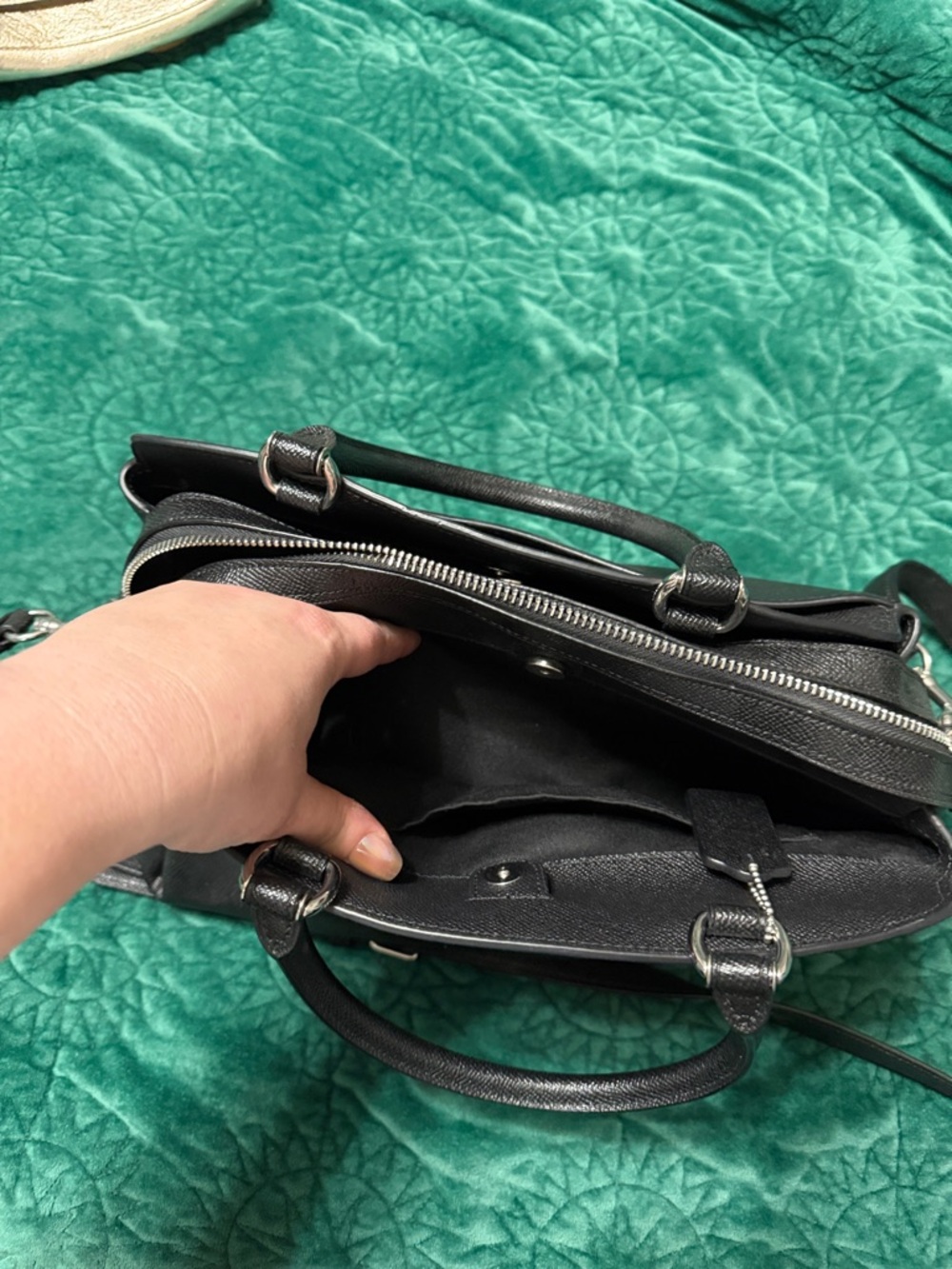 Coach Black Leather Dome Satchel with Removable Crossbody Strap - Picture 5 of 7
